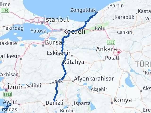 Zonguldak Baklan Denizli Arası Kaç Km - Yol Haritası