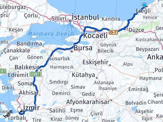 Zonguldak Balçova İzmir Arası Kaç Km - Yol Haritası