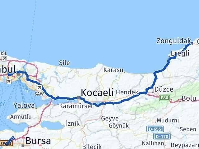 Zonguldak Başakşehir İstanbul Arası Kaç Km - Yol Haritası