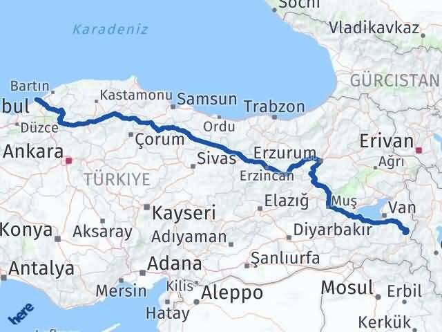 Zonguldak Başkale Van Arası Kaç Km - Yol Haritası