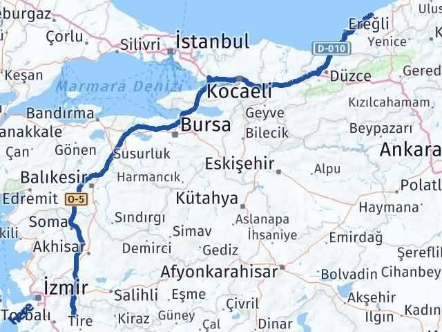 Zonguldak Bayındır İzmir Arası Kaç Km - Yol Haritası