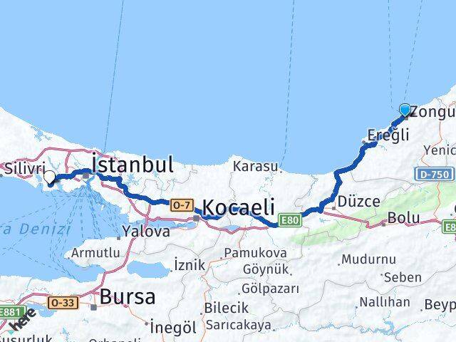 Zonguldak Beylikdüzü İstanbul Arası Kaç Km - Yol Haritası