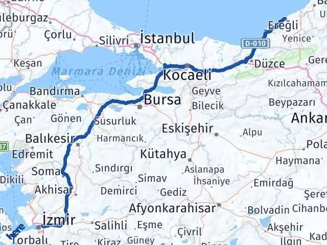 Zonguldak Bornova İzmir Arası Kaç Km - Yol Haritası