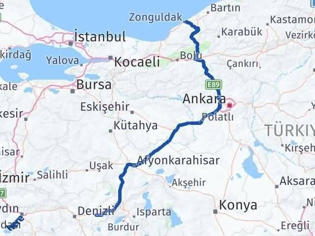 Zonguldak Bozkurt Denizli Arası Kaç Km - Yol Haritası