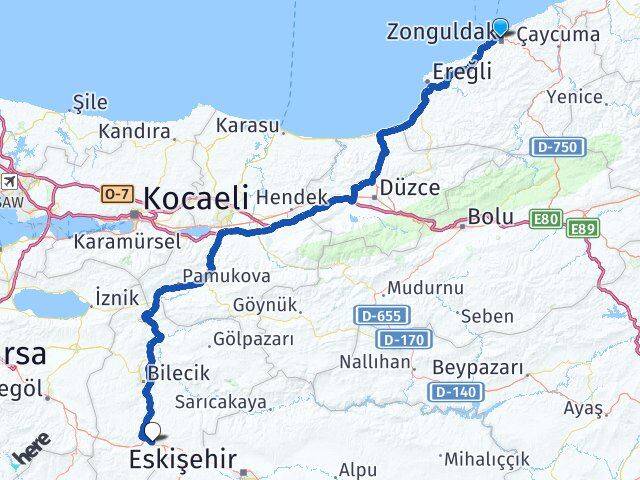Zonguldak Bozüyük Bilecik Arası Kaç Km - Yol Haritası