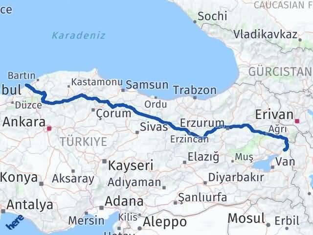 Zonguldak Çaldıran Van Arası Kaç Km - Yol Haritası