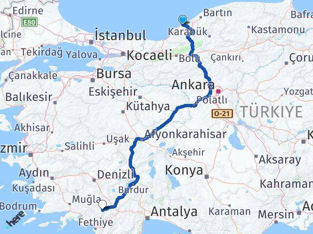 Zonguldak Çameli Denizli Arası Kaç Km - Yol Haritası