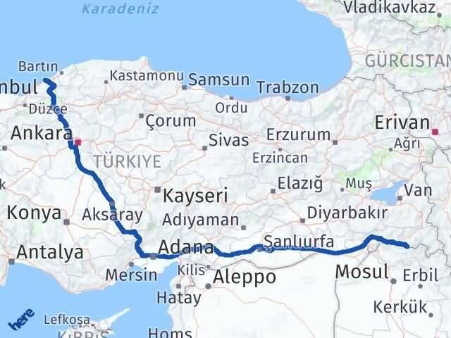 Zonguldak Çukurca Hakkari Arası Kaç Km - Yol Haritası