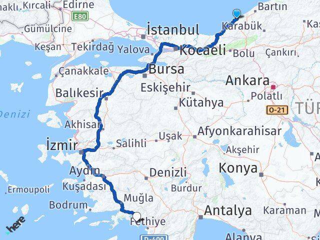 Zonguldak Dalaman Muğla Arası Kaç Km - Yol Haritası