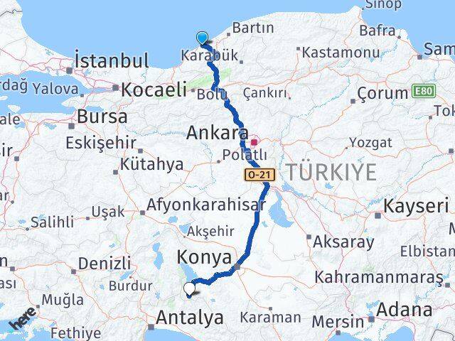 Zonguldak Derebucak Konya Arası Kaç Km - Yol Haritası