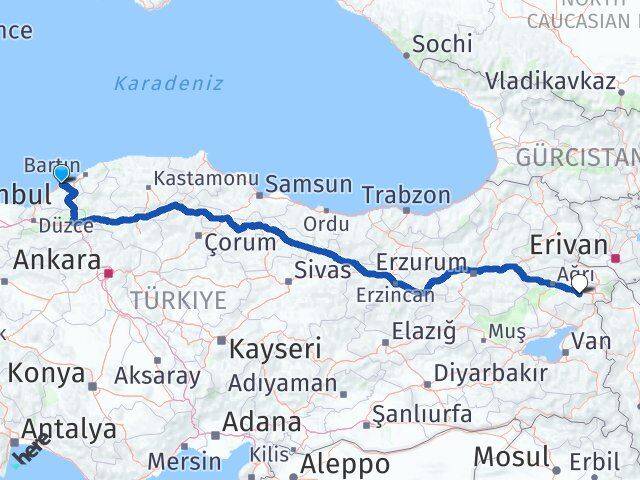 Zonguldak Diyadin Ağrı Arası Kaç Km - Yol Haritası