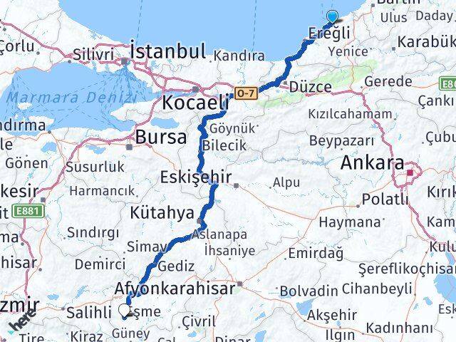 Zonguldak Eşme Uşak Arası Kaç Km - Yol Haritası