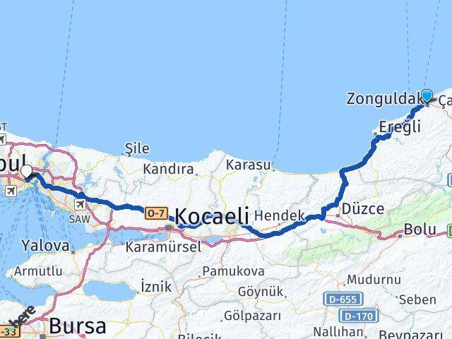 Zonguldak Eyüpsultan İstanbul Arası Kaç Km - Yol Haritası