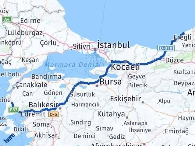 Zonguldak Ezine Çanakkale Arası Kaç Km - Yol Haritası