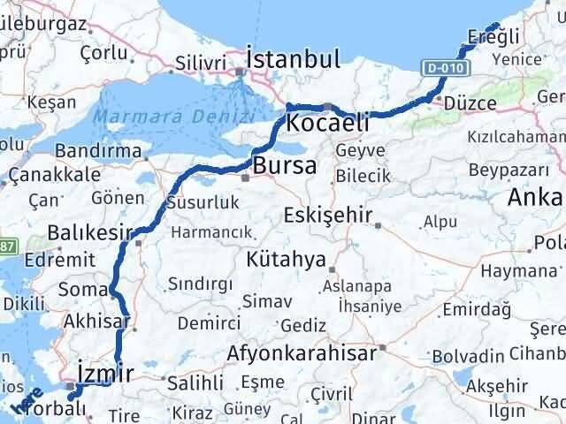 Zonguldak Gaziemir İzmir Arası Kaç Km - Yol Haritası