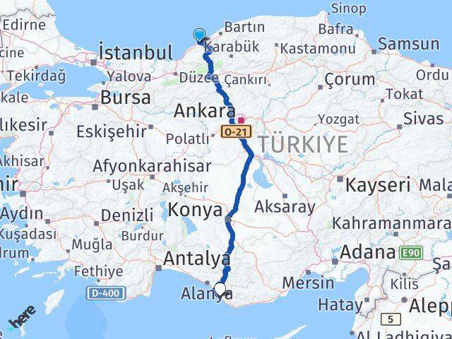 Zonguldak Gazipaşa Antalya Arası Kaç Km - Yol Haritası