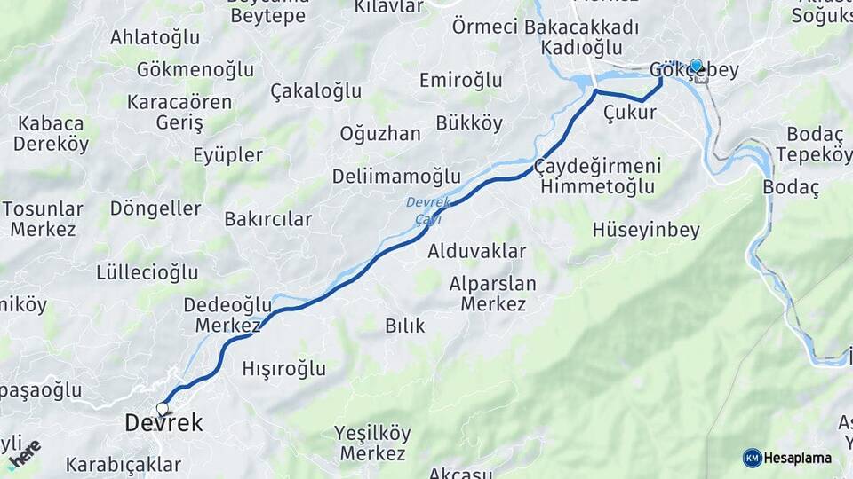 Zonguldak Gökçebey Devrek Arası Kaç Km - Yol Haritası