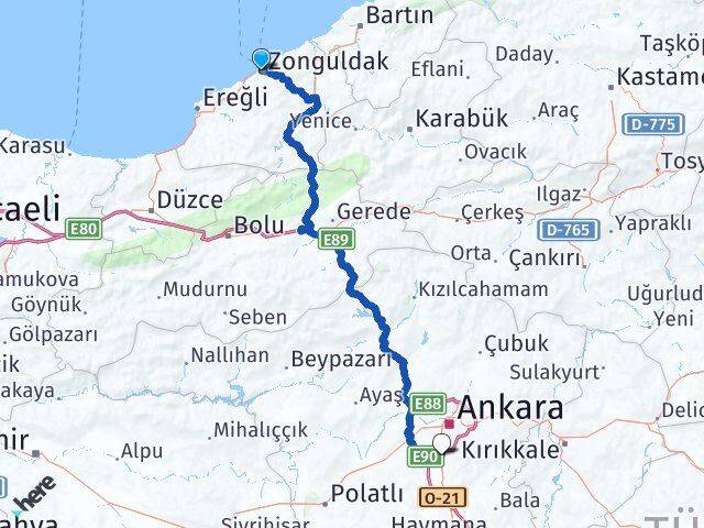 Zonguldak Gölbaşı Ankara Arası Kaç Km - Yol Haritası