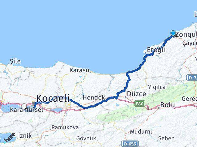 Zonguldak Gölcük Kocaeli Arası Kaç Km - Yol Haritası