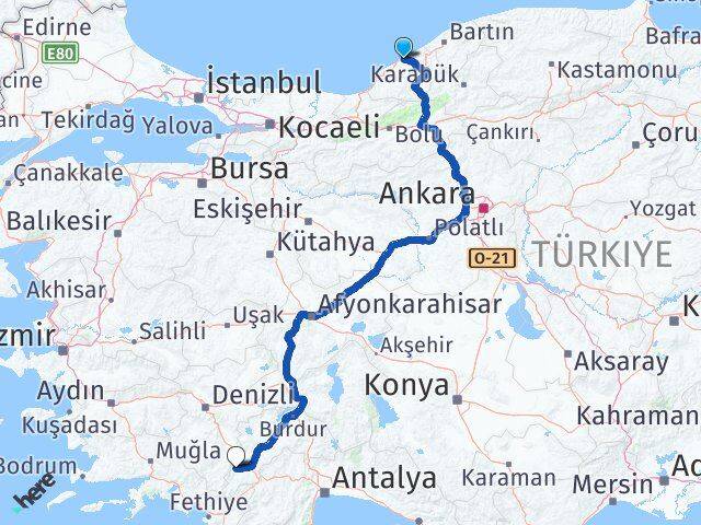 Zonguldak Gölhisar Burdur Arası Kaç Km - Yol Haritası
