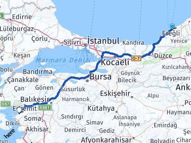 Zonguldak Gömeç Balıkesir Arası Kaç Km - Yol Haritası