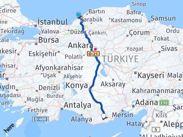 Zonguldak Gülnar Mersin Arası Kaç Km - Yol Haritası