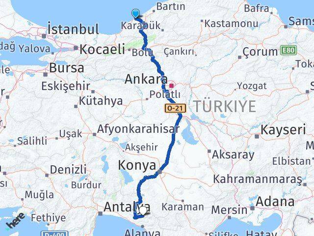 Zonguldak Gündoğmuş Antalya Arası Kaç Km - Yol Haritası