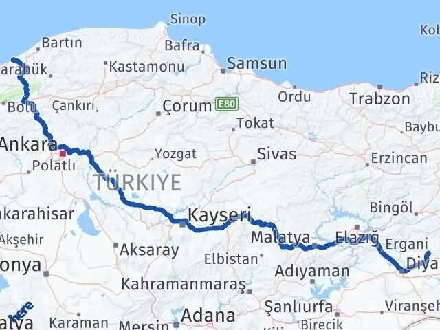 Zonguldak Hazro Diyarbakır Arası Kaç Km - Yol Haritası