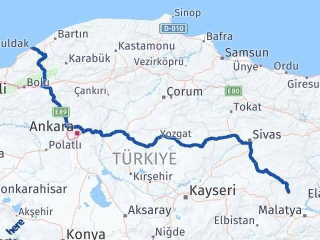 Zonguldak Hekimhan Malatya Arası Kaç Km - Yol Haritası