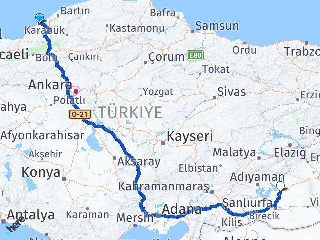 Zonguldak Hilvan Şanlıurfa Arası Kaç Km - Yol Haritası