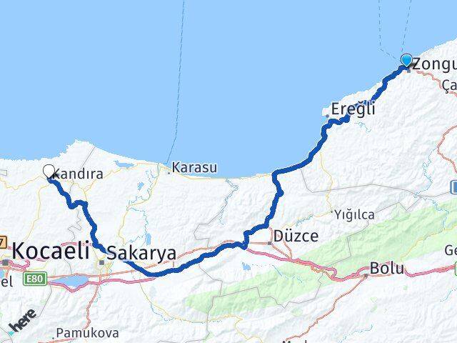 Zonguldak Kandıra Kocaeli Arası Kaç Km - Yol Haritası
