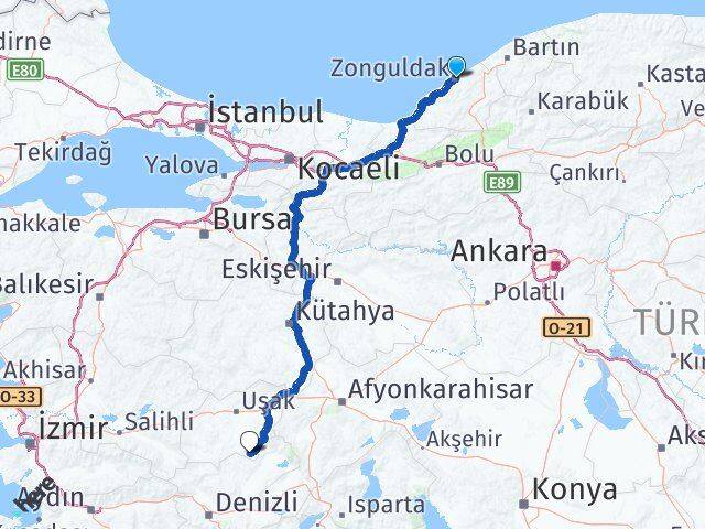 Zonguldak Karahallı Uşak Arası Kaç Km - Yol Haritası