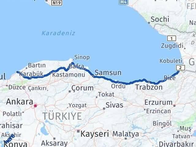 Zonguldak Kemalpaşa Artvin Arası Kaç Km - Yol Haritası