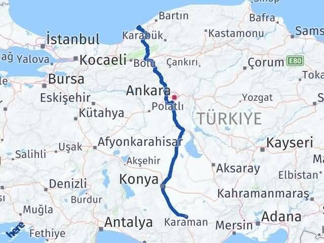 Zonguldak Kilimli Karaman Arası Kaç Km - Yol Haritası