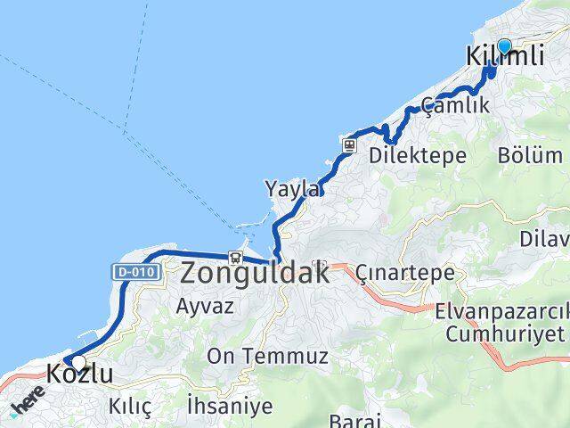 Zonguldak Kilimli Kozlu Arası Kaç Km - Yol Haritası