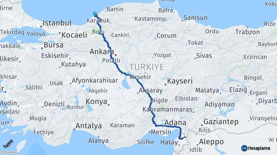 Zonguldak Kırıkhan Hatay Arası Kaç Km - Yol Haritası