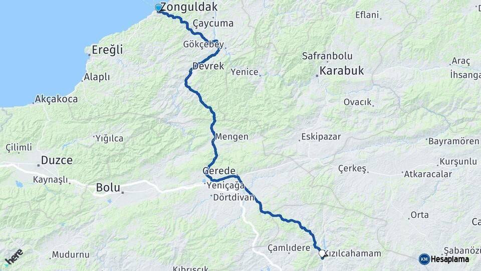 Zonguldak Kızılcahamam Ankara Arası Kaç Km - Yol Haritası