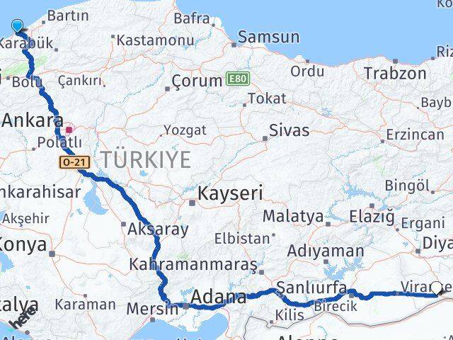 Zonguldak Kızıltepe Mardin Arası Kaç Km - Yol Haritası
