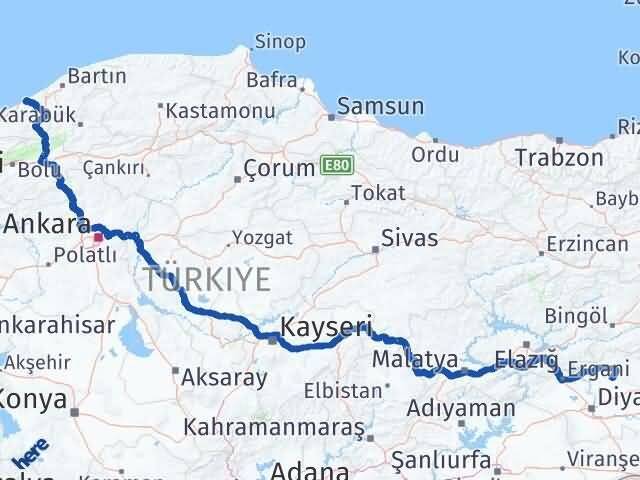 Zonguldak Kocaköy Diyarbakır Arası Kaç Km - Yol Haritası