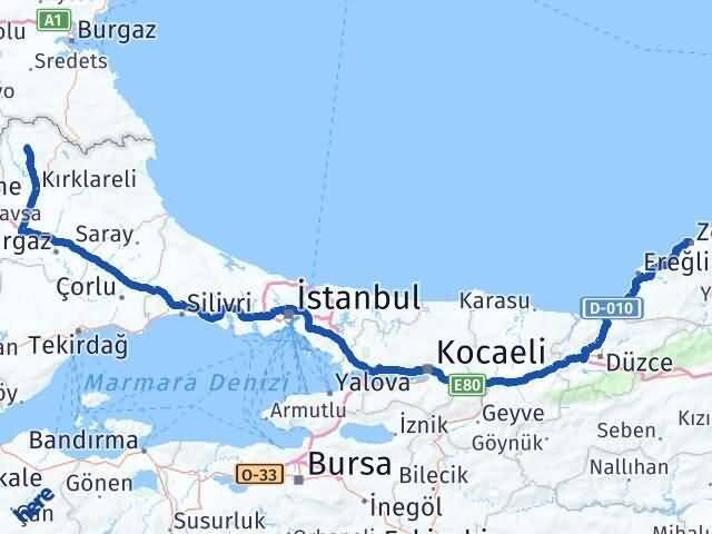 Zonguldak Kofçaz Kırklareli Arası Kaç Km - Yol Haritası