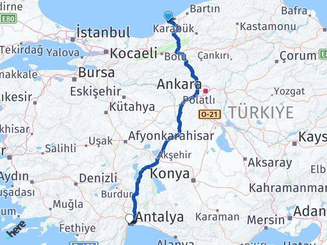 Zonguldak Konyaaltı Antalya Arası Kaç Km - Yol Haritası