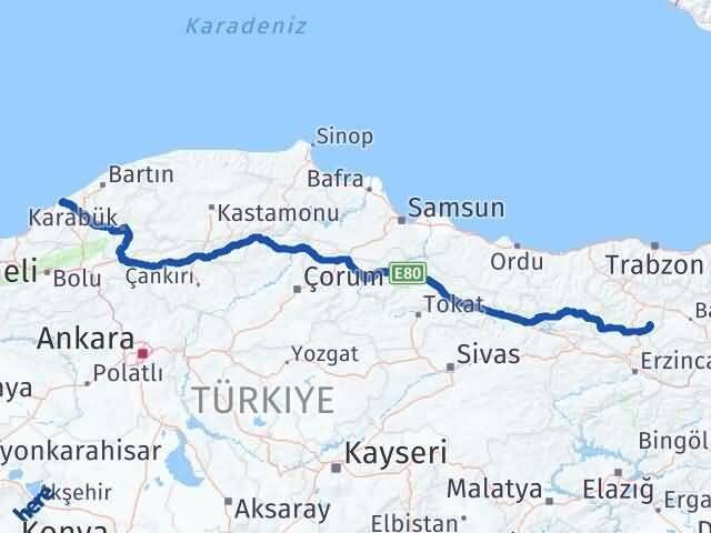 Zonguldak Köse Gümüşhane Arası Kaç Km - Yol Haritası