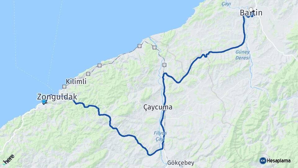 Zonguldak Kozlu Bartın Arası Kaç Km - Yol Haritası
