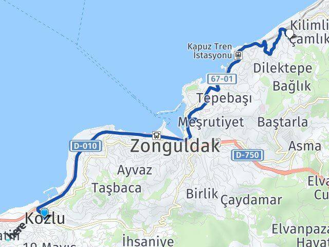 Zonguldak Kozlu İnağzı Arası Kaç Km - Yol Haritası