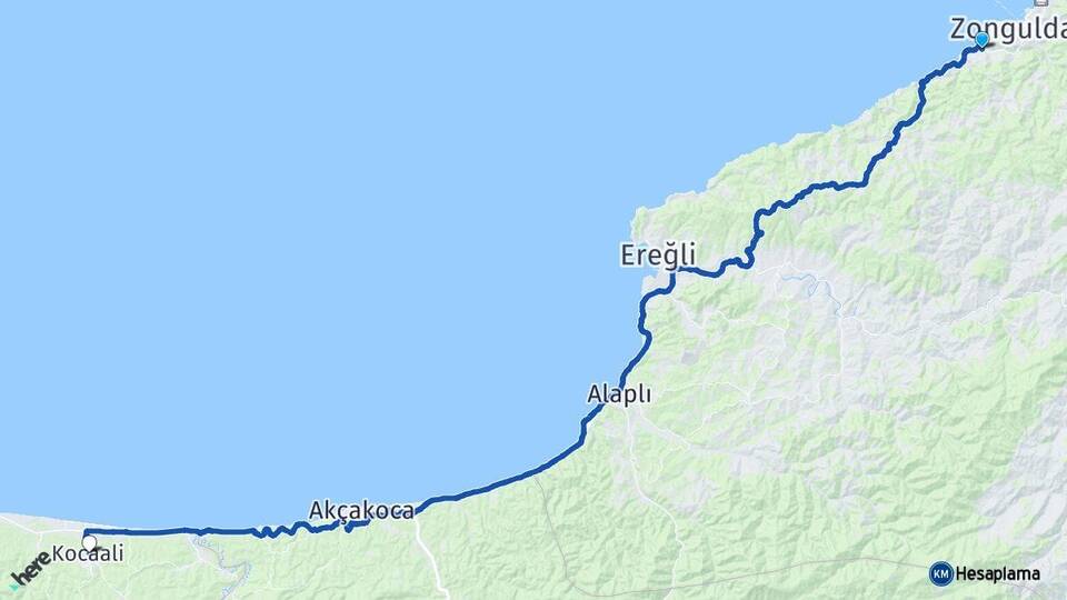 Zonguldak Kozlu Kocaali Sakarya Arası Kaç Km - Yol Haritası