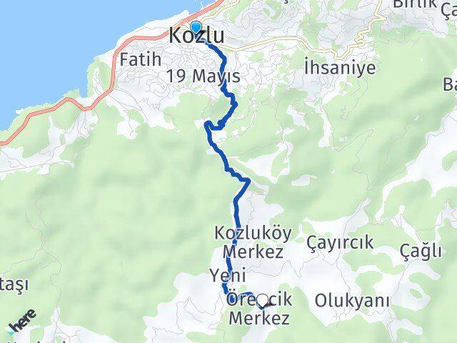 Zonguldak Kozlu Örencik Kozlu Arası Kaç Km - Yol Haritası