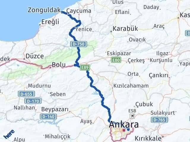 Zonguldak Mamak Ankara Arası Kaç Km - Yol Haritası