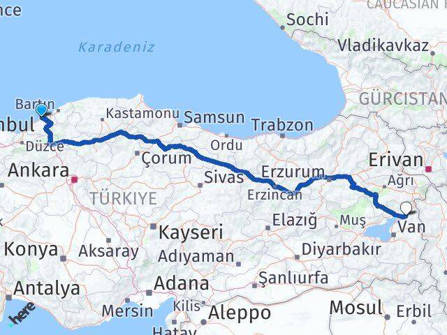 Zonguldak Muradiye Van Arası Kaç Km - Yol Haritası