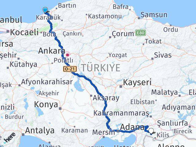 Zonguldak Musabeyli Kilis Arası Kaç Km - Yol Haritası