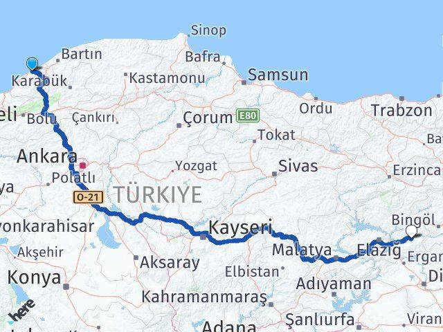 Zonguldak Palu Elazığ Arası Kaç Km - Yol Haritası